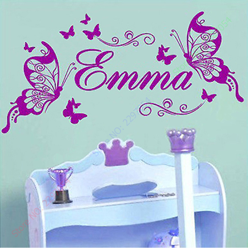 Baby Girl Nursery Quotes - Novas borboletas nome personalizado vinil borboleta