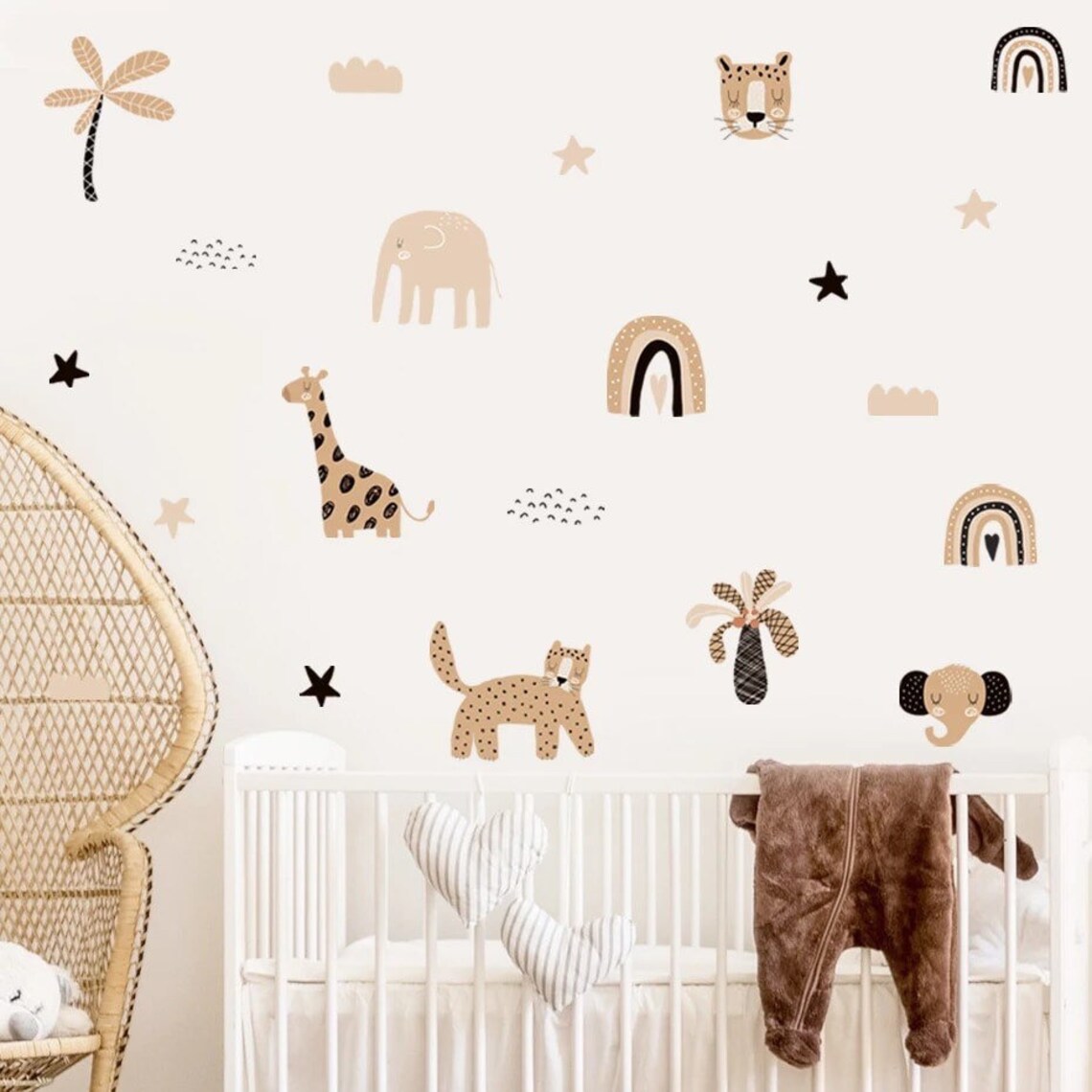 Baby Nursery Decor Girl - Adesivos de Parede Boho com Arco-Íris,
