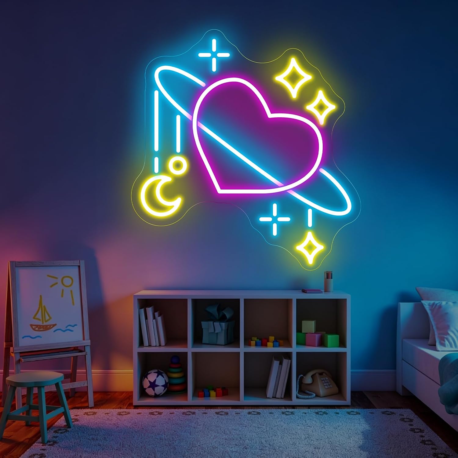 Luminária Neon LED de Planetas - Baby Nursery Wall Lights avaliação e preço