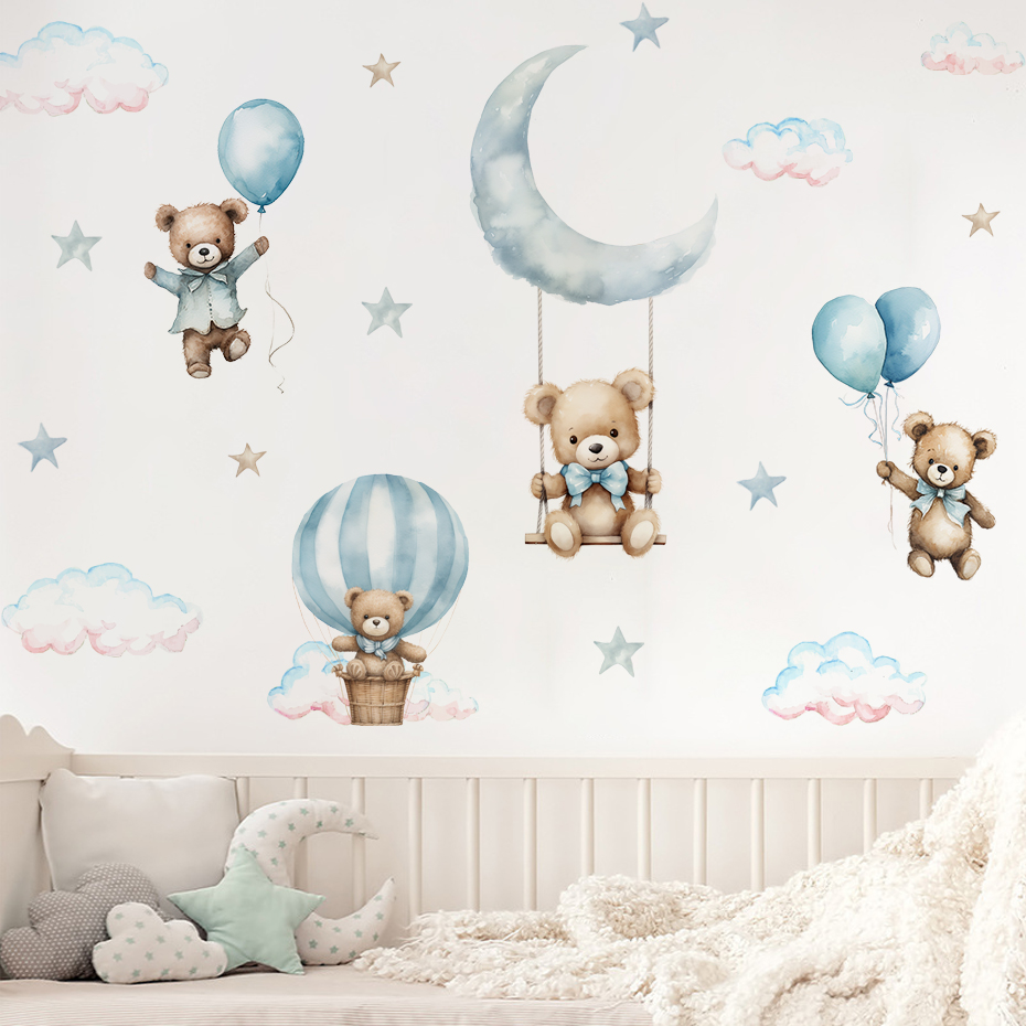 Aquarela urso balão de ar quen - Baby Nursery Boy avaliação e preço