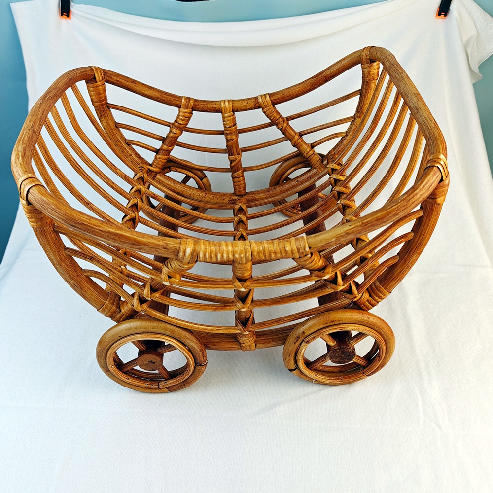 Original bebê rattan carrinho  - Baby Nursery Trolley avaliação e preço